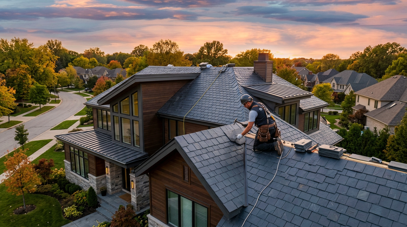 Vibe Roofing crew working on a residential roof installation