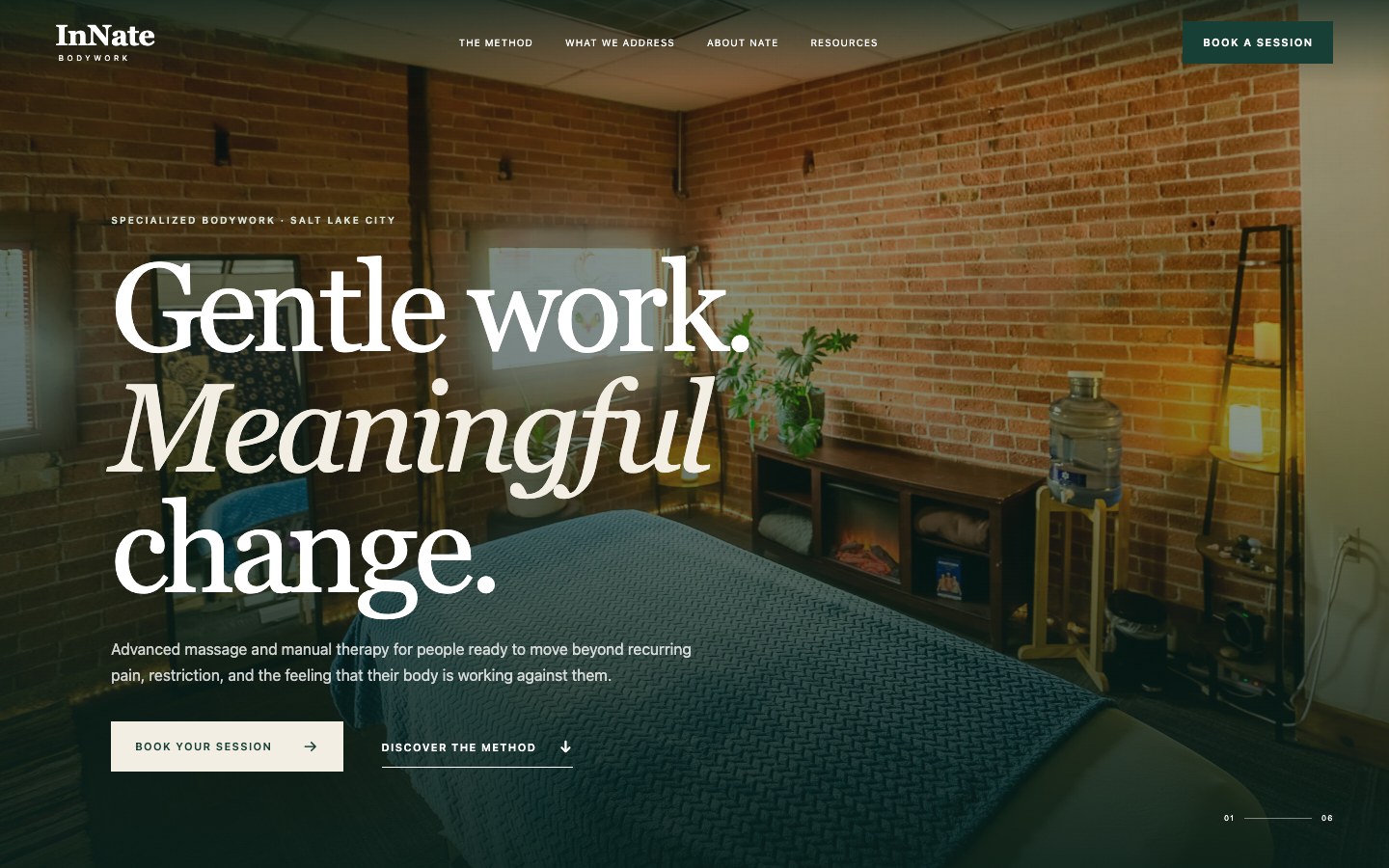 InNate Bodywork homepage (desktop and mobile)
