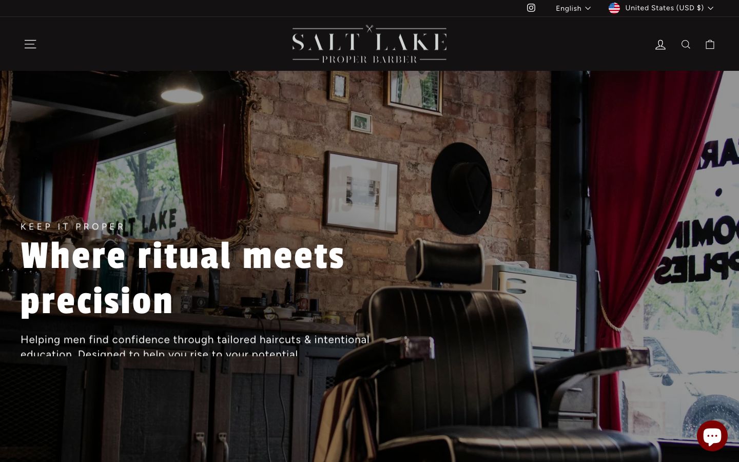 Salt Lake Proper Barber Shopify website for booking and grooming